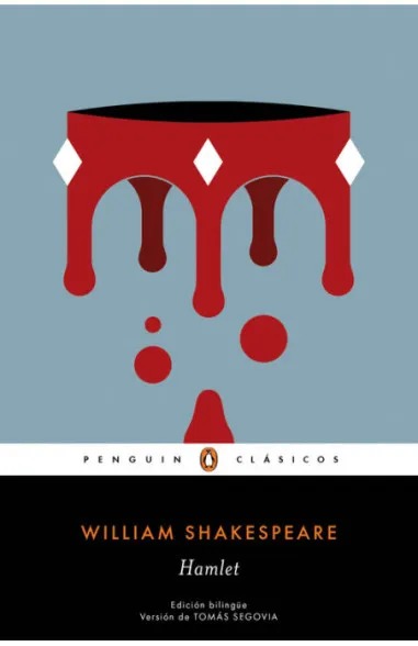 Portada de Hamlet, de Shakespeare: una corona que gotea sangre
